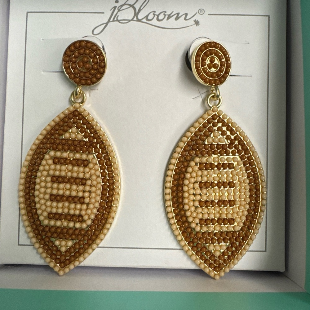 Bloom Design Trendy Fashion Jewelry Gold Football Drop Dangle Earrings